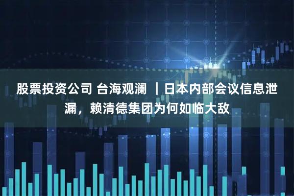 股票投资公司 台海观澜 ｜日本内部会议信息泄漏，赖清德集团为何如临大敌